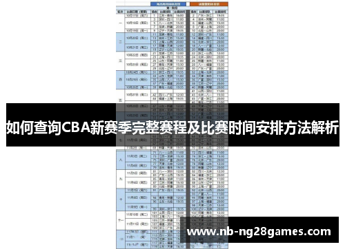 如何查询CBA新赛季完整赛程及比赛时间安排方法解析